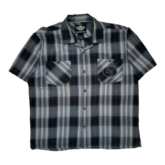Genuine Motorclothes Harley Davidson Checked Short Sleeve Shirt - XL Black Cotton