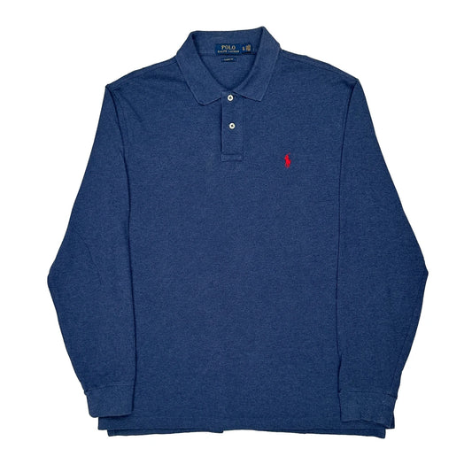 Polo By Ralph Lauren Long Sleeve Polo Shirt - XL Blue Cotton
