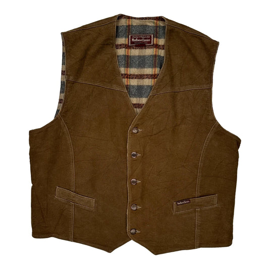 Marlboro Classics Checked Waistcoat - 2XL Brown Cotton