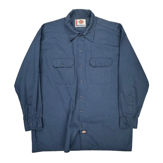 Dickies Shirt - XL Blue Polyester Blend