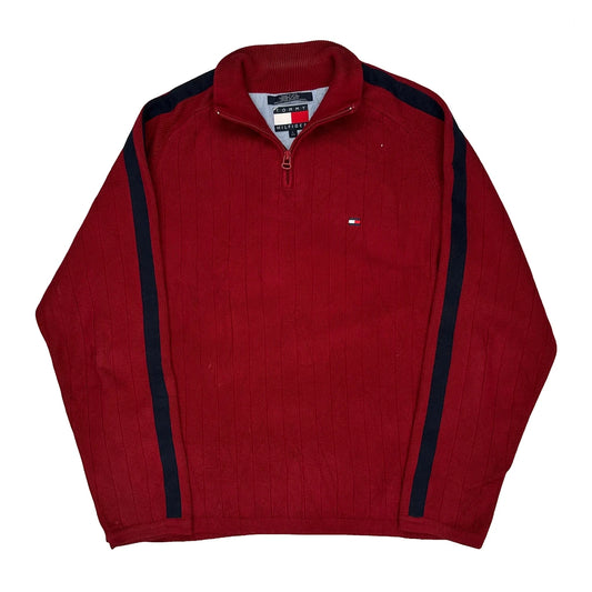 Vintage Tommy Hilfiger 1/4 Zip - Large Red Cotton