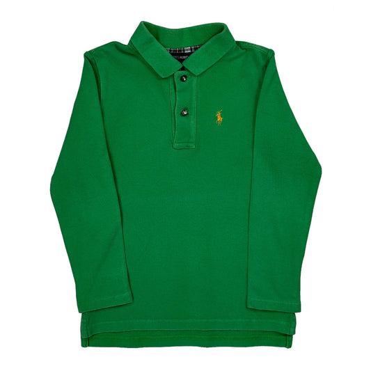Age 5 Ralph Lauren Long Sleeve Polo Shirt - Small Green Cotton