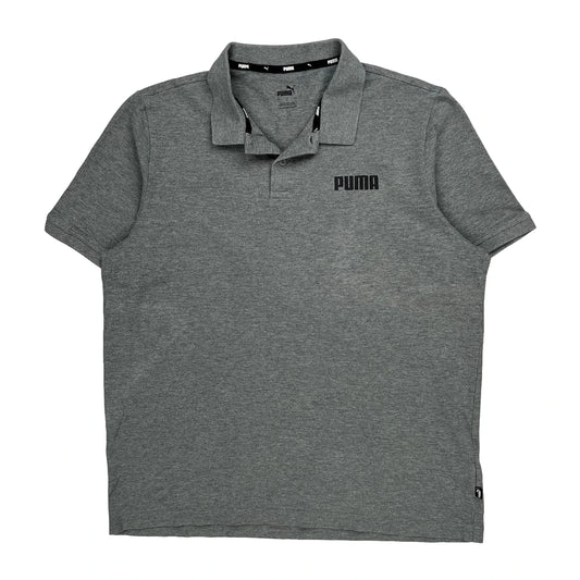 Puma Polo Shirt - Large Grey Cotton