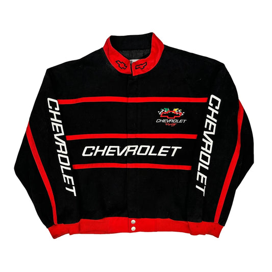 Vintage Chevrolet Racing Champions Apparel Nascar Bomber Jacket - Large Black Cotton