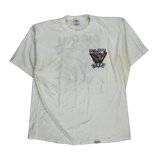 Big Bull Beer Crazy Shirts Graphic T-Shirt - XL White Cotton