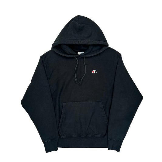 Vintage Reverse Weave Champion Hoodie - Medium Black Cotton Blend