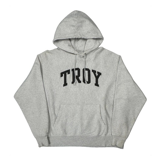 Vintage Reverse Weave Champion Spellout Hoodie - XL Grey Cotton