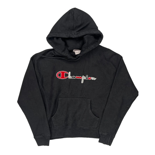 Reverse Weave Champion Spellout Hoodie - Medium Black Cotton