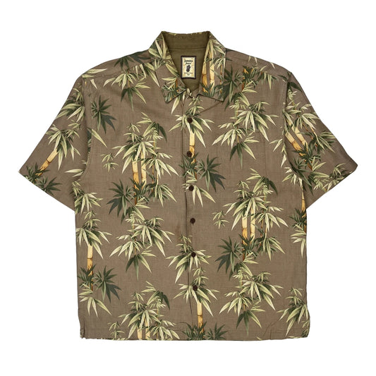 Jamaica Jaxx Floral Hawaiian Shirt - Large Brown Silk