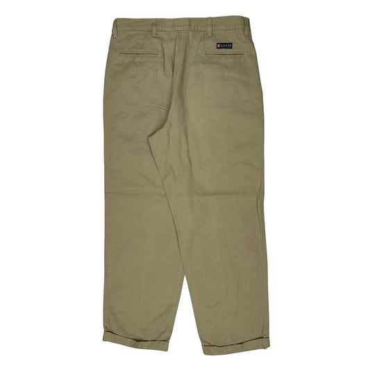 Chaps Ralph Lauren Wide Leg Pleated Chinos - 35W 30L Beige Cotton