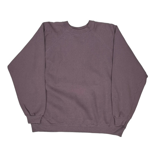 90S Blank Hanes Sweatshirt - XL Purple Cotton Blend