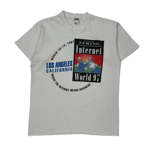 Internet World 97 Fruit Of The Loom Graphic T-Shirt - XL White Cotton