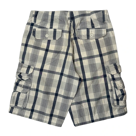Vintage Lee Checked Cargo Shorts - 30W 10L White Cotton