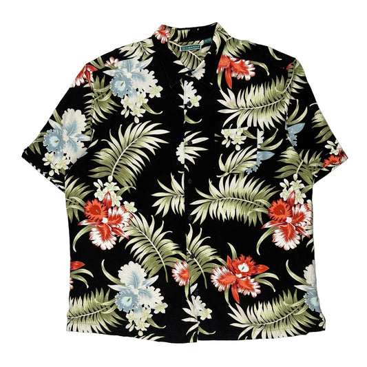Cubavera Floral Hawaiian Shirt - 2XL Black Viscose