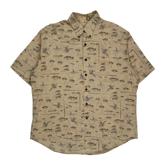 Woolrich Short Sleeve Shirt - XL Beige Cotton