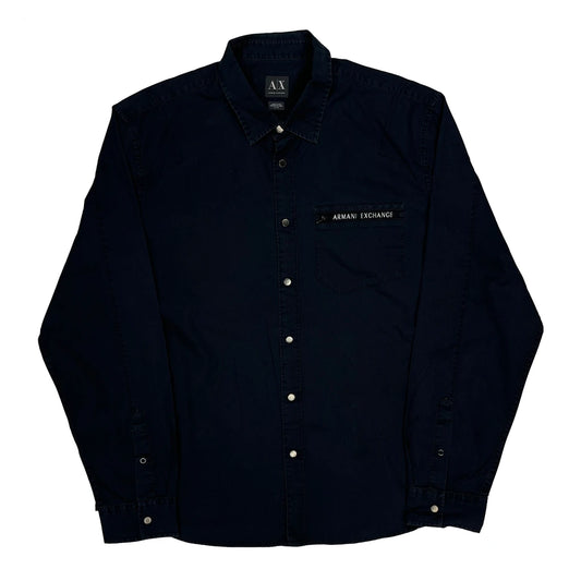Vintage Armani Exchange Shirt - XL Navy Cotton