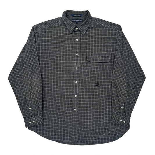 Tommy Hilfiger Checked Shirt - Large Grey Cotton