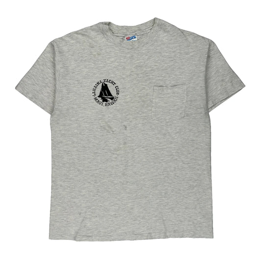 Hanes Single Stitch T-Shirt - Large Grey Cotton