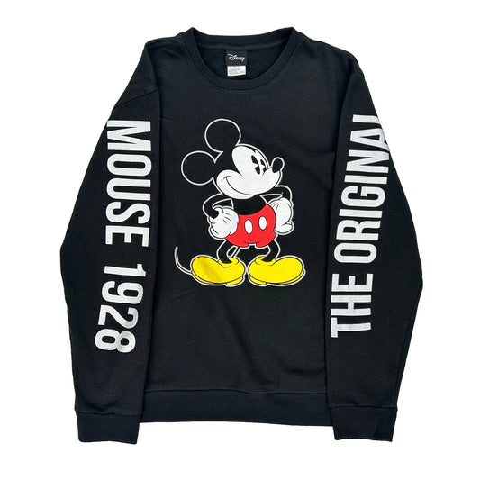 Mickey Mouse Disney Graphic Sweatshirt - Large Black Cotton Blend