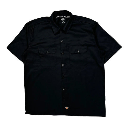 Vintage Dickies Short Sleeve Shirt - Large Black Polyester