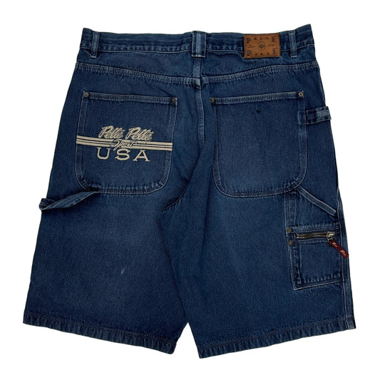 USA Pelle Baggy Denim Shorts - 36W 11L Blue Denim