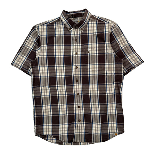Vintage Carhartt Tall Short Sleeve Shirt - Large Brown Cotton