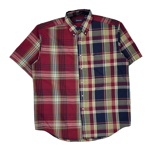 Foxhunt Plaid Gant Checked Short Sleeve Shirt - Large Multicoloured Cotton Blend