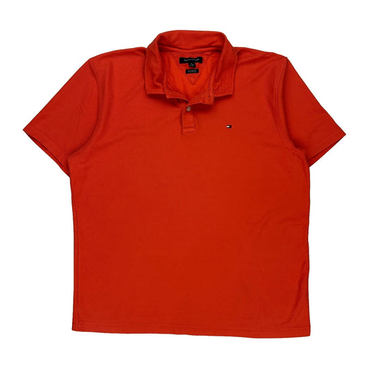 Tommy Hilfiger Polo Shirt - XL Orange Cotton Blend