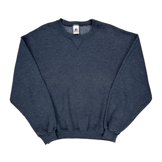 Russell Athletic Sweatshirt - Large Grey Cotton Blend