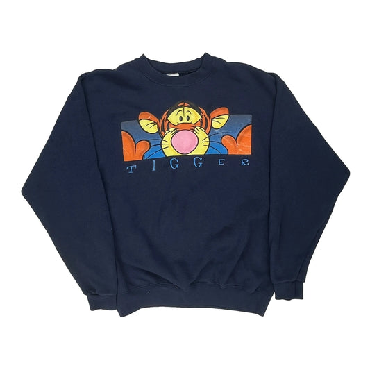 Made In USa Tigger Disney Sweatshirt - Large Navy Cotton