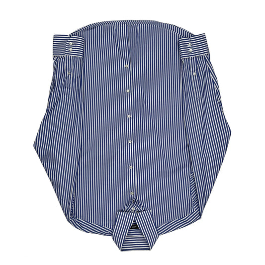Vintage Boss Striped Shirt - Large Blue Cotton