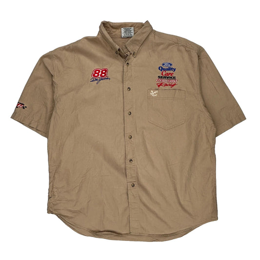 Ford Quality Care Racing Chase Authentics Nascar Short Sleeve Shirt - 2XL Beige Cotton