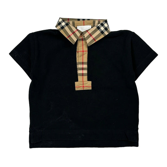 Age 18 Months Burberry Checked Polo Shirt - 2XS Black Cotton