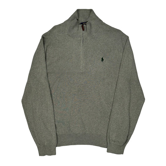 Polo By Ralph Lauren 1/4 Zip - Large Grey Cotton