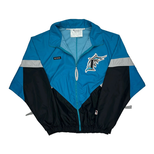Vintage Marlins Columbia Windbreaker - Large Blue Polyester