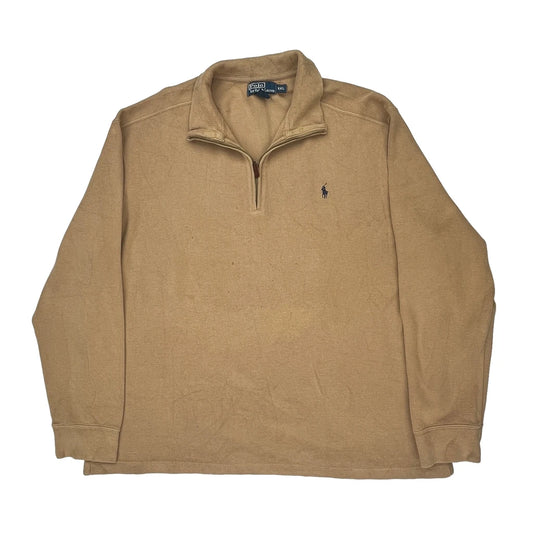 Polo By Ralph Lauren 1/4 Zip - 2XL Beige Cotton