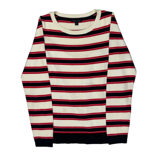 Tommy Hilfiger Striped Jumper - Medium Cream Cotton