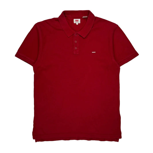 Vintage Levis Polo Shirt - Large Red Cotton