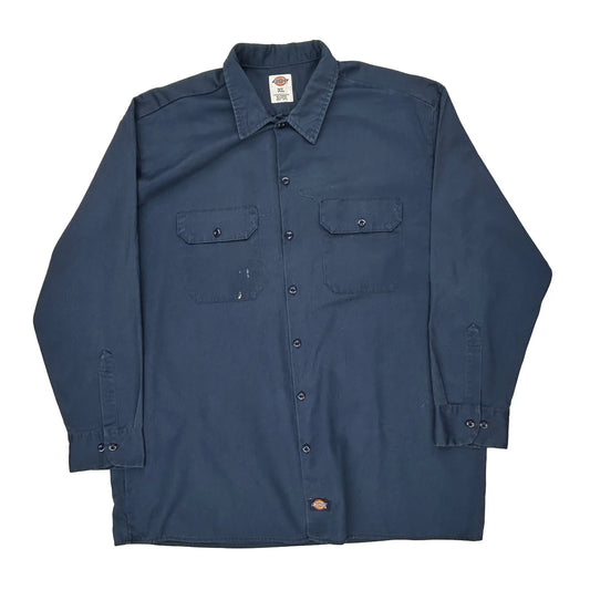 Dickies Shirt - XL Blue Polyester Blend