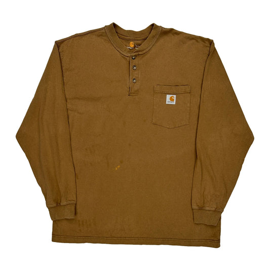 Carhartt Long Sleeve T-Shirt - Large Brown Cotton