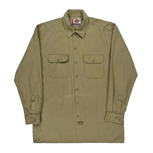 Dickies Shirt - Large Khaki Polyester Blend