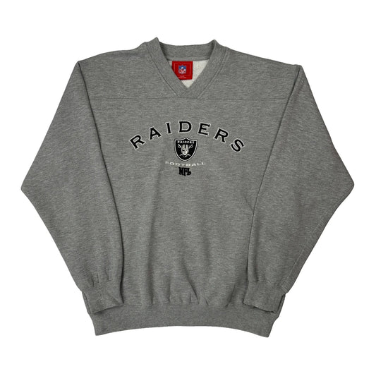 Vintage Raiders Nfl Sweatshirt - Medium Grey Cotton