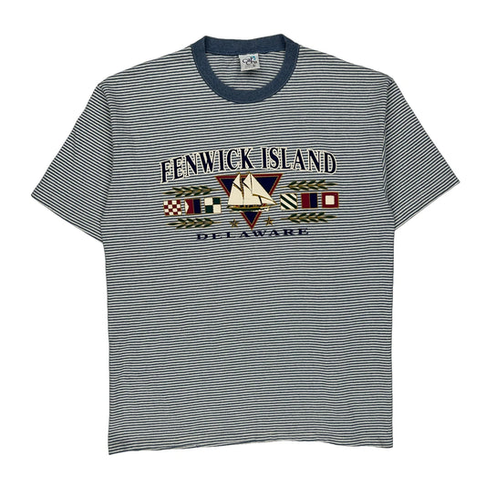 Fenwick Island Delaware Cal Cru Single Stitch T-Shirt - Large Blue Cotton