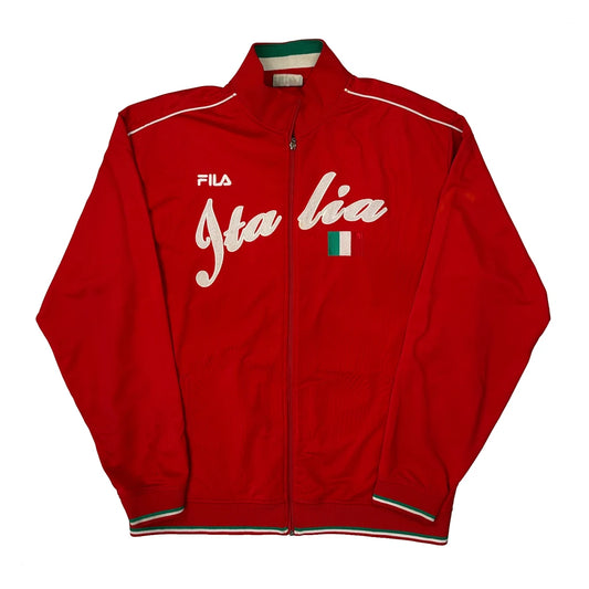Vintage Italia Fila Spellout Track Jacket - XL Red Polyester