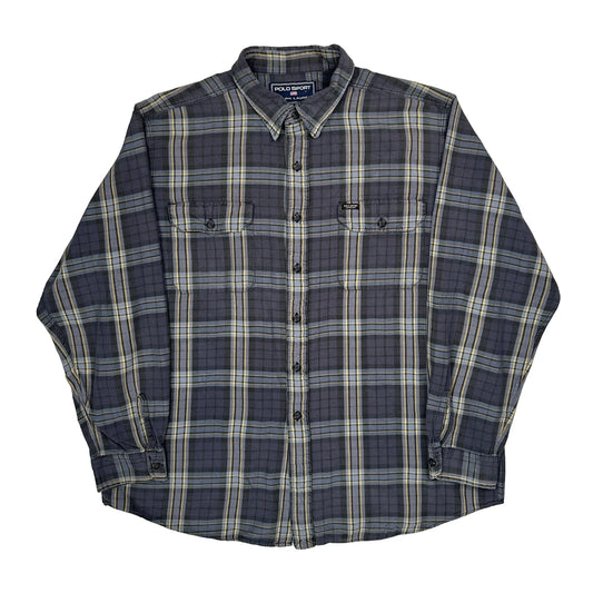Polo Sport Checked Flannel Shirt - XL Grey Cotton