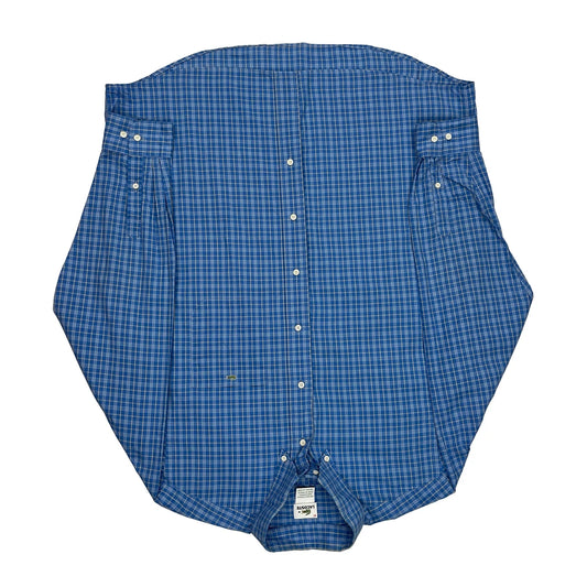 Vintage Lacoste Checked Shirt - Large Blue Cotton