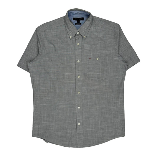 Vintage Tommy Hilfiger Short Sleeve Shirt - Small Grey Cotton