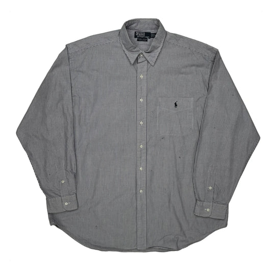 Vintage Polo By Ralph Lauren Striped Shirt - XL Grey Cotton