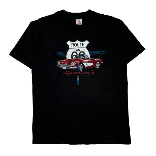 Route 66 Fruit Of The Loom Single Stitch T-Shirt - Large Black Cotton