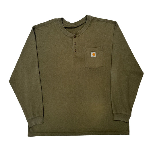 Carhartt Long Sleeve T-Shirt - XL Green Cotton